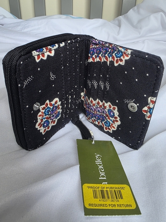 Vera Bradley Handbags - Vera Bradley Moonless Night Black Small Zip Around and Button Fold Wallet NWT
